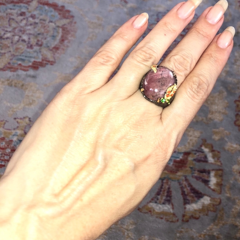 Genuine Ruby Sterling Silver Ring With Gems - image 4